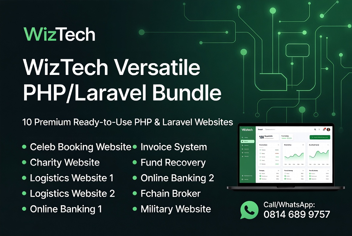WizTech Versatile PHP/Laravel Bundle - Premium PHP Script Bundle with 10 scripts