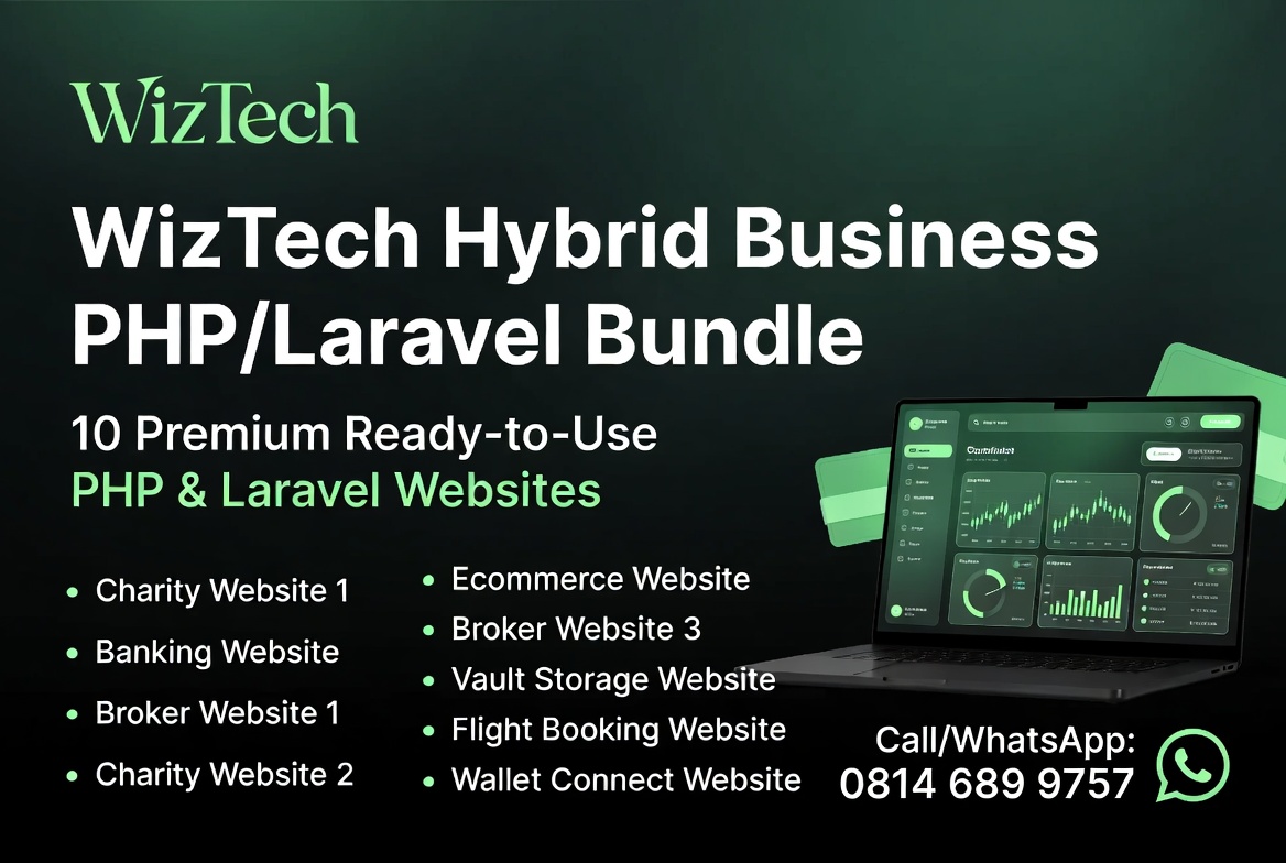 WizTech Multi-Niche PHP/Laravel Bundle2 - Premium PHP Script Bundle with 10 scripts